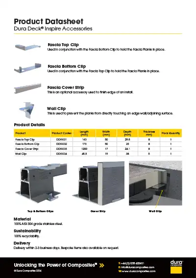 Dura Deck Inspire Accessories Product Datasheet Dura Composites