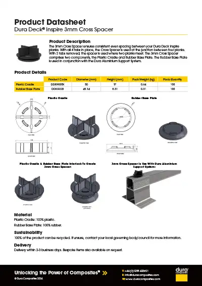 Dura Deck Inspire Cross Spacer Product Datasheet Dura Composites