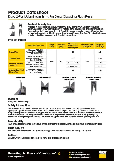 Dura-Cladding-Flush-Resist-Trims-Product-Datasheet